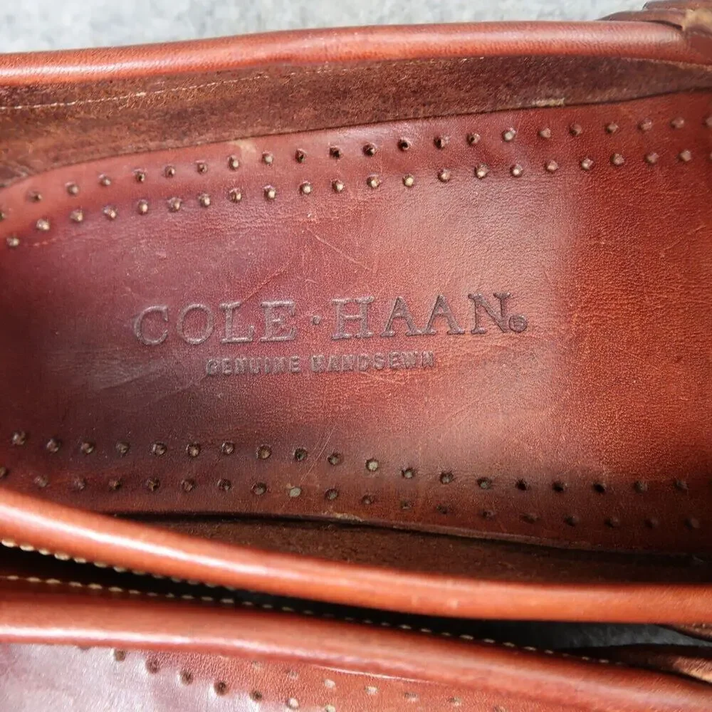 Cole Haan Shoes Mens 8.5 Loafers Leather Buckle Strap Moc Toe Handsewn Slip On